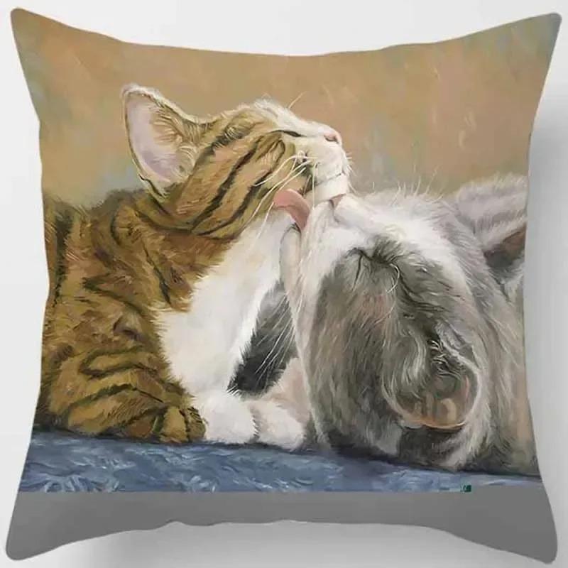 Home Decor Cute Cats: Playful & Adorable Pillow Covers Pattern Cushion Cover Suitable For Sofa Bedroom Car Pillow Cover