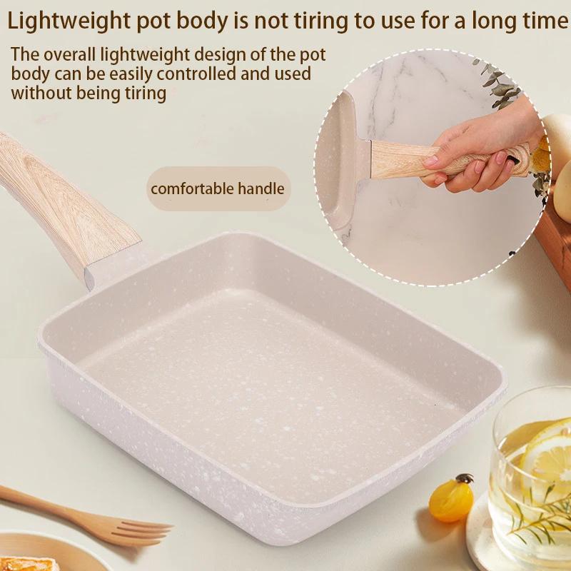 Japanese Rectangular Non Stick Frying Pan, Pan Non Stick Wheat Rice Stone Frying Pan, Anti Scalding Handle, Small Frying Pans