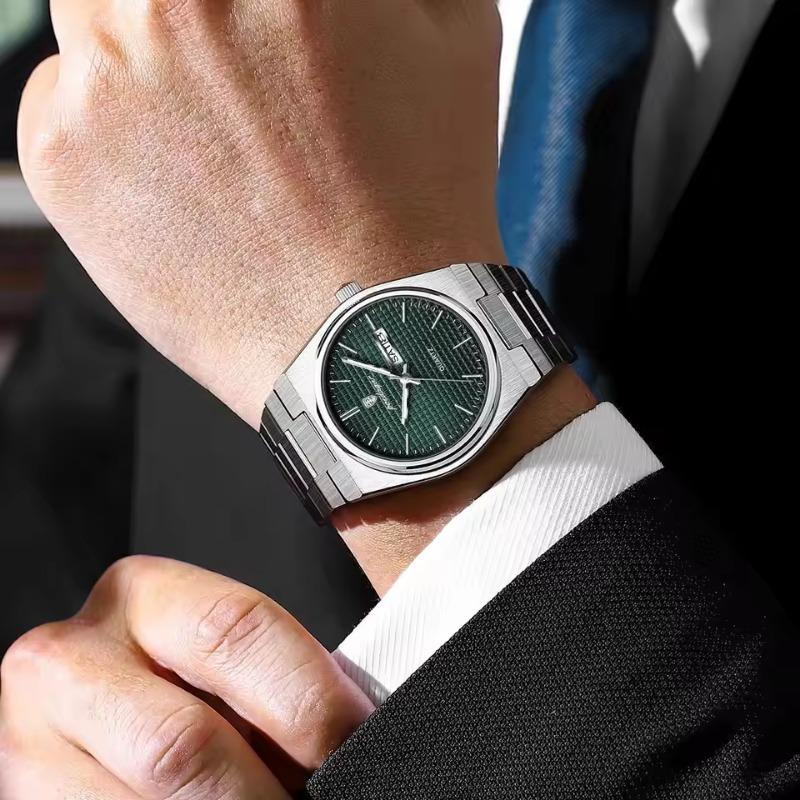 POEDAGAR Luxury Business Men's Quartz Watches Date Week Man Stainless Steel Watch Waterproof Luminous Fashion Wristwatch+Box