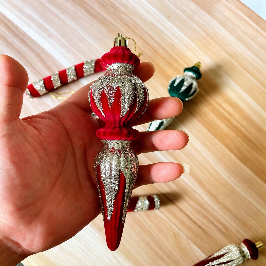 Flocked Candy Cane Decorative Flocked Christmas Ornament Holiday Hanging Decoration Christmas Themed Christmas Tree Decoration