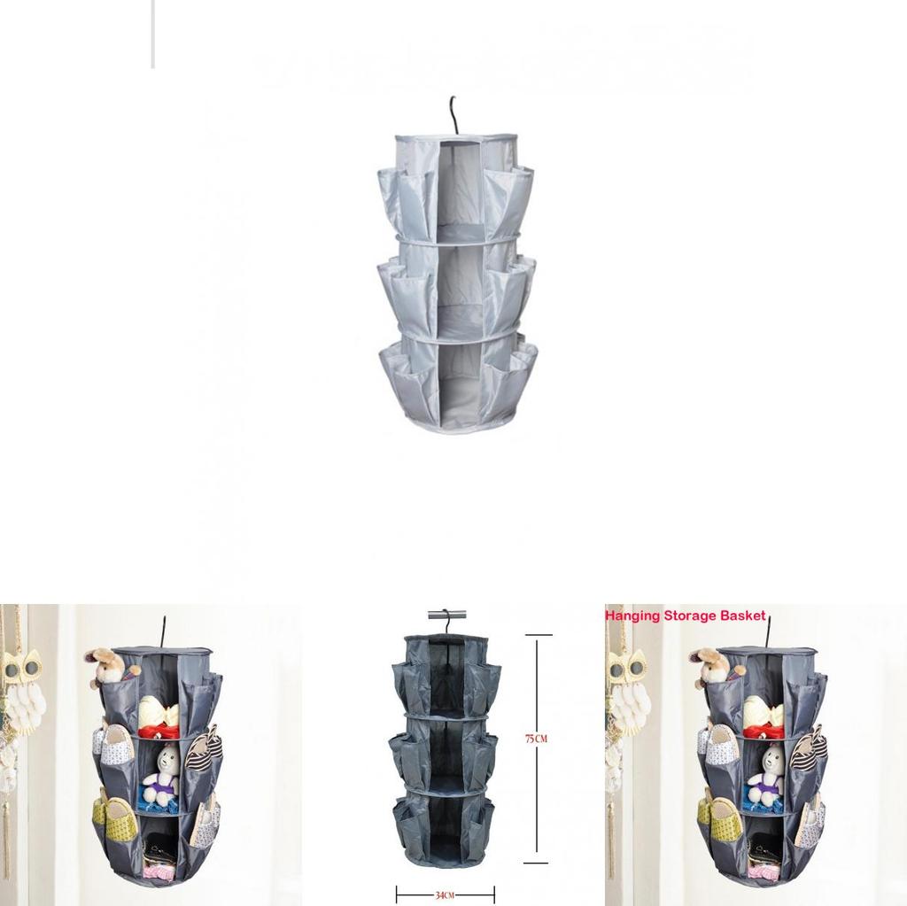 Multifunctional Oxford Fabric Hanging Shoe Storage Bag With Three Layers For Home Organization