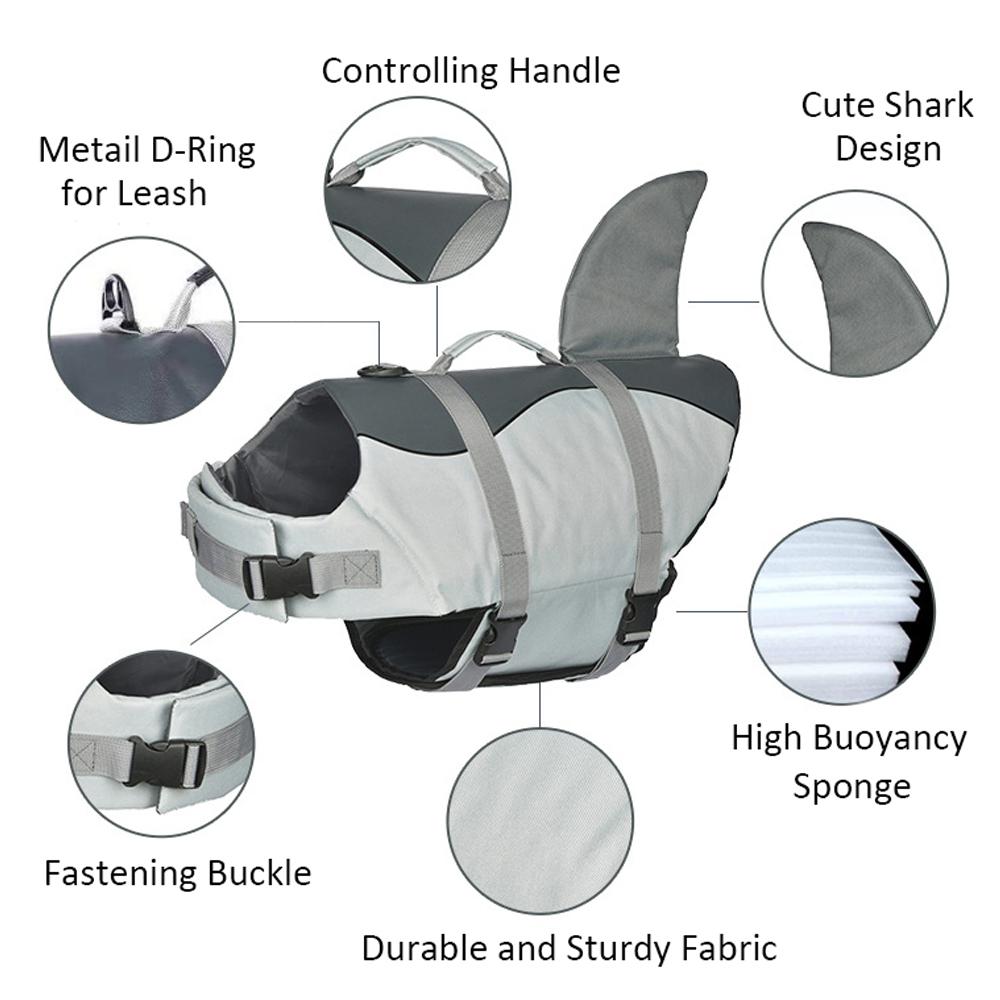 Lifevest For Dogs Super Buoyancy Mermaid Shark Dog Life Jacket For Small Large Dogs Reflective Safe Puppy Swimsuit With Handle