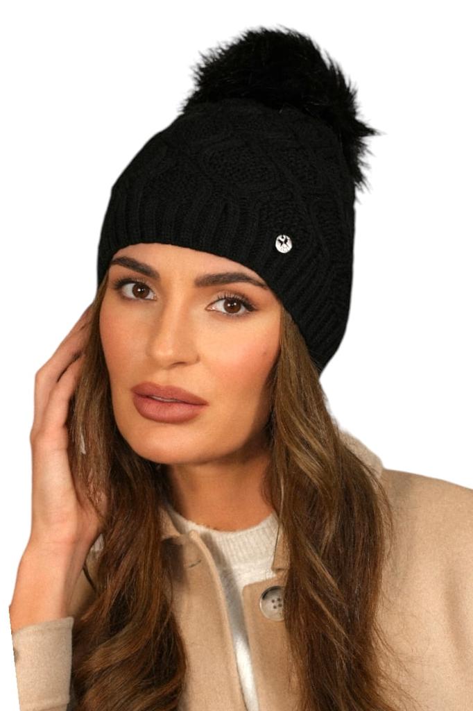 Lamis Eco-Friendly Pompom Hat, Black, Cameo