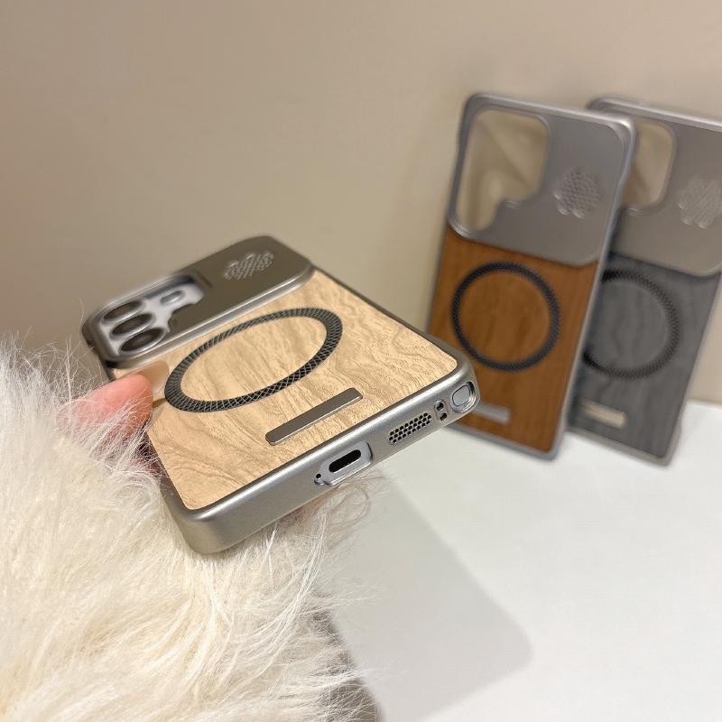 For Magsafe Hard PC+Wood Grain PU Leather Phone Case For Samsung S26 Ultra S24 S22 S23 S25 Ultra Plus FE A57 A56 A55 A37 A36 A35
