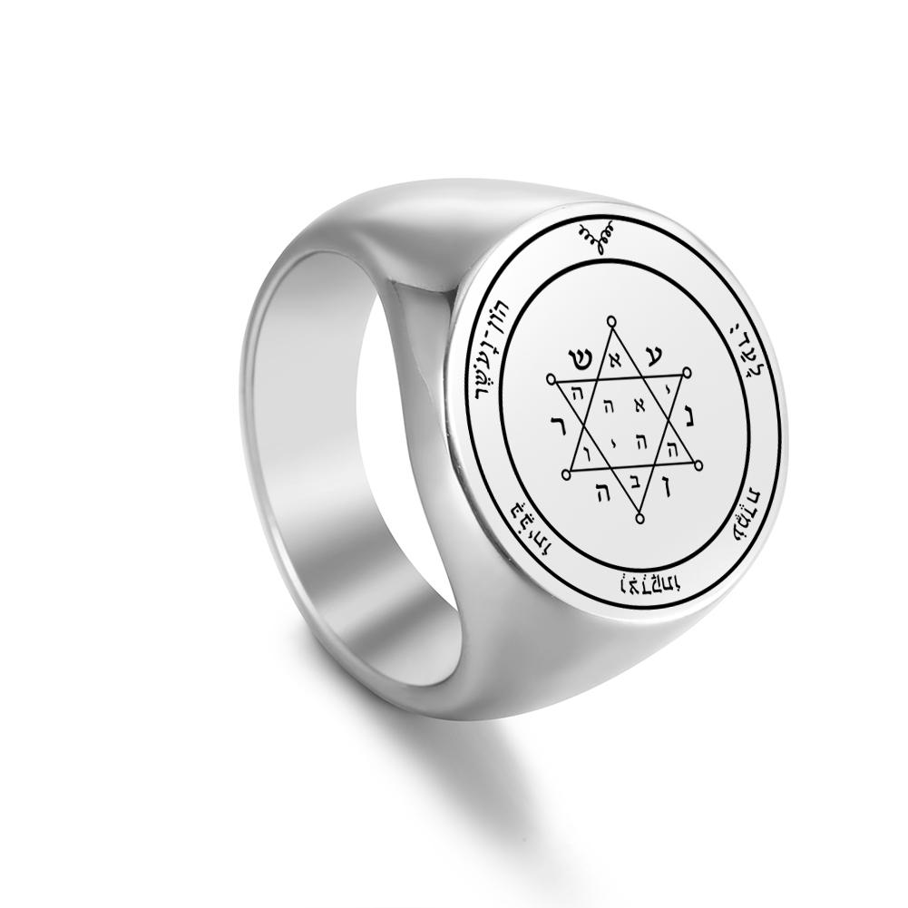 Sigillo dei Pentacoli di Giove Anelli Vichinghi Gotici per Uomo Donna Vintage Chiave di Salomone Punk Wicca Acciaio Inossidabile Sigillo Anello Gioielli