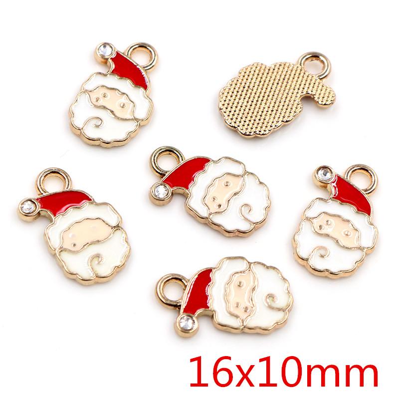 Fashion 10pcs Enamel Christmas Charm Pendant for Necklace Bracelet Earring Findings Alloy DIY Jewelry Making Supplies