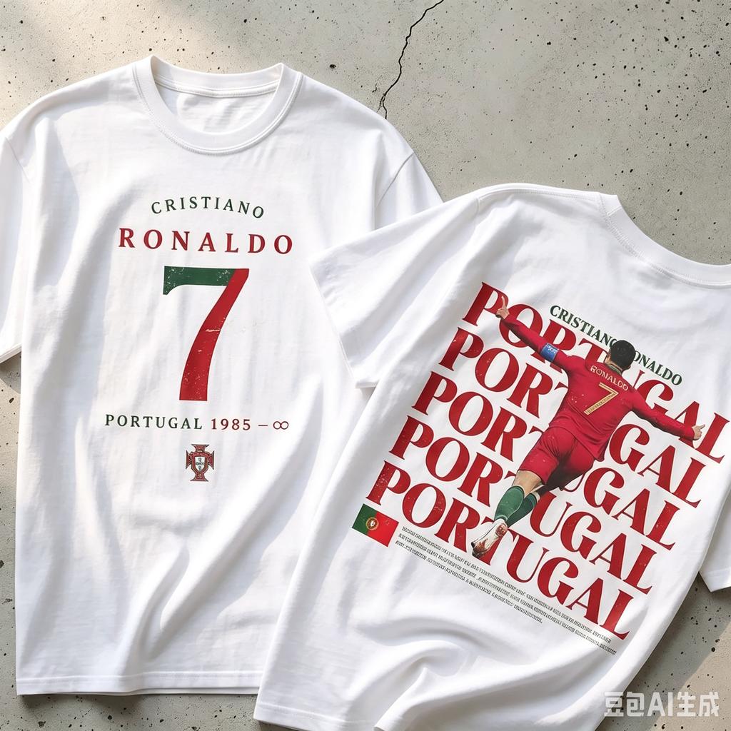 CR7 Grafica Calcio Maglietta Calcio Regalo Fan Portogallo Estate 2026 Unisex Moda Unisex Maglietta Cotone Oversize Street Wear Y2K