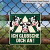 2D Flat, 1pc, Retro Metal Sign, Decorative Sign, Ich Glubsche Dich An Sign, Funny Cow Wall Art, Farmhouse Home Decoration, Rustic Country Style, Gift