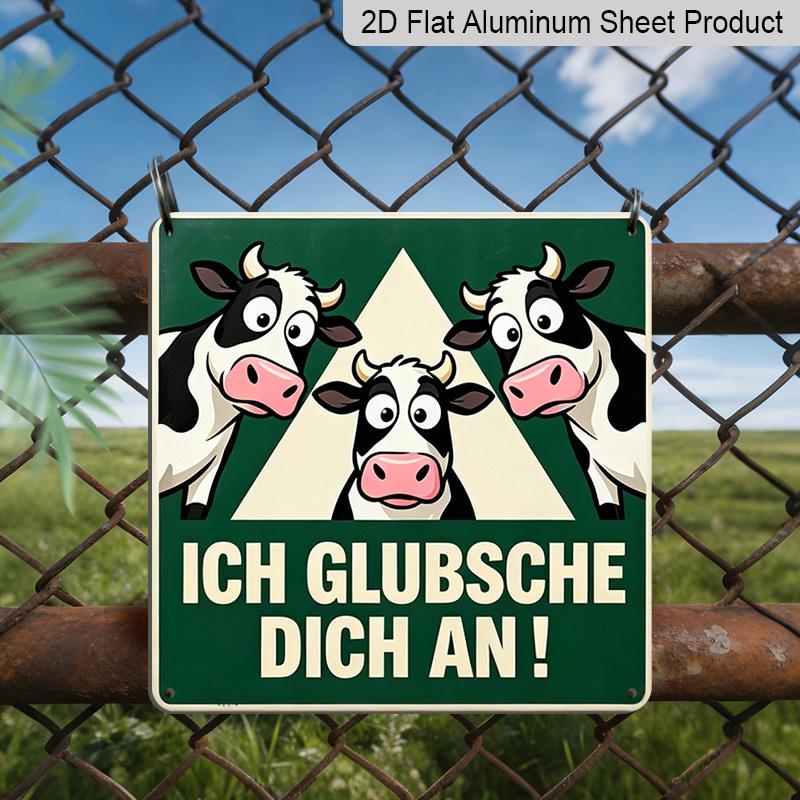 

2D Flat, 1pc, Retro Metal Sign, Decorative Sign, Ich Glubsche Dich An Sign, Funny Cow Wall Art, Farmhouse Home Decoration, Rustic Country Style, Gift 20*20cm