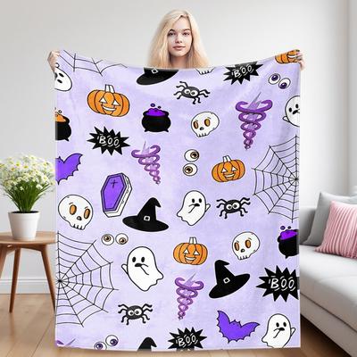 Spooky Vibes Flannel Blankets Are Suitable For Sofas, Men's Room Decorations, Thick And Warm Gifts For Teenagers