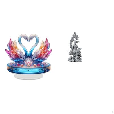 Acrylic Swan Sculpture Tabletop Centerpiece And Guan Yin Figurine Feng Shui Collection for Office