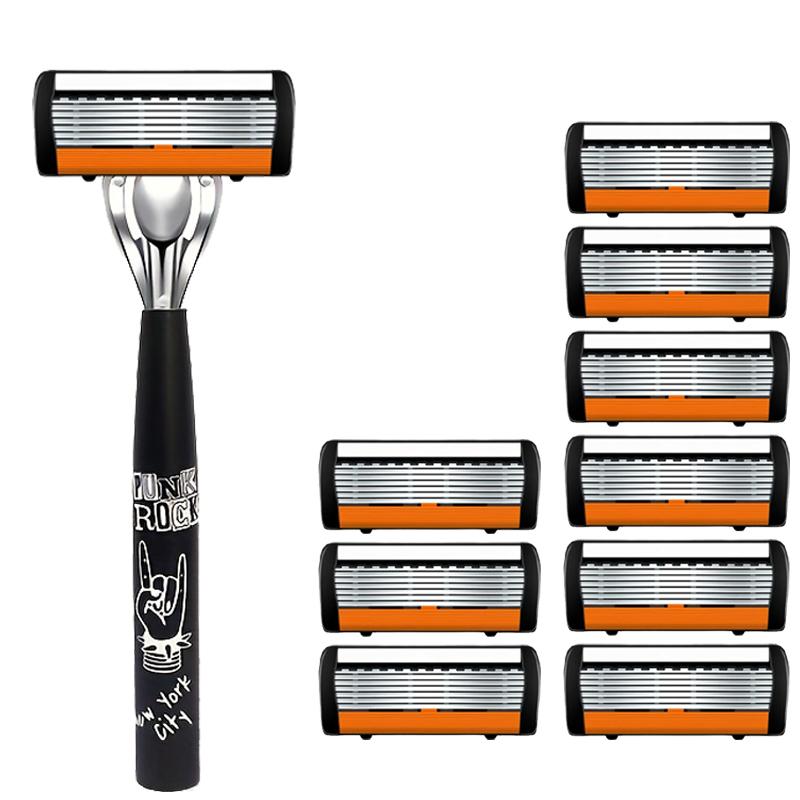 Men Shaver Razor Barber Tools Facial Hair Razor 7 Layers Blades High Quality Antique Shaving Knife Shaver With Replacement Head