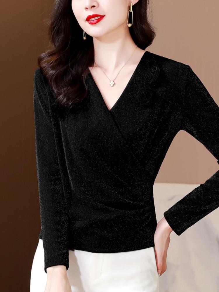 Women's Slim-Fit V-Neck Mesh Floral Blouse - Versatile, Stylish, Age-Defying