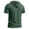 Men’s T-shirts Hooded Short Sleeves Cotton Shirts Fitness Tops Casual Street Punk Hip Hop Style Wear