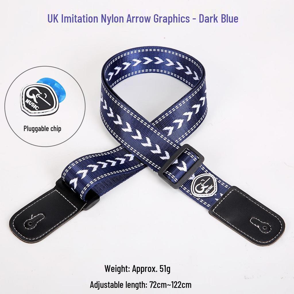 Ukulele and Guitar Strap - Striped Polyester Cotton with Thickened PU Leather