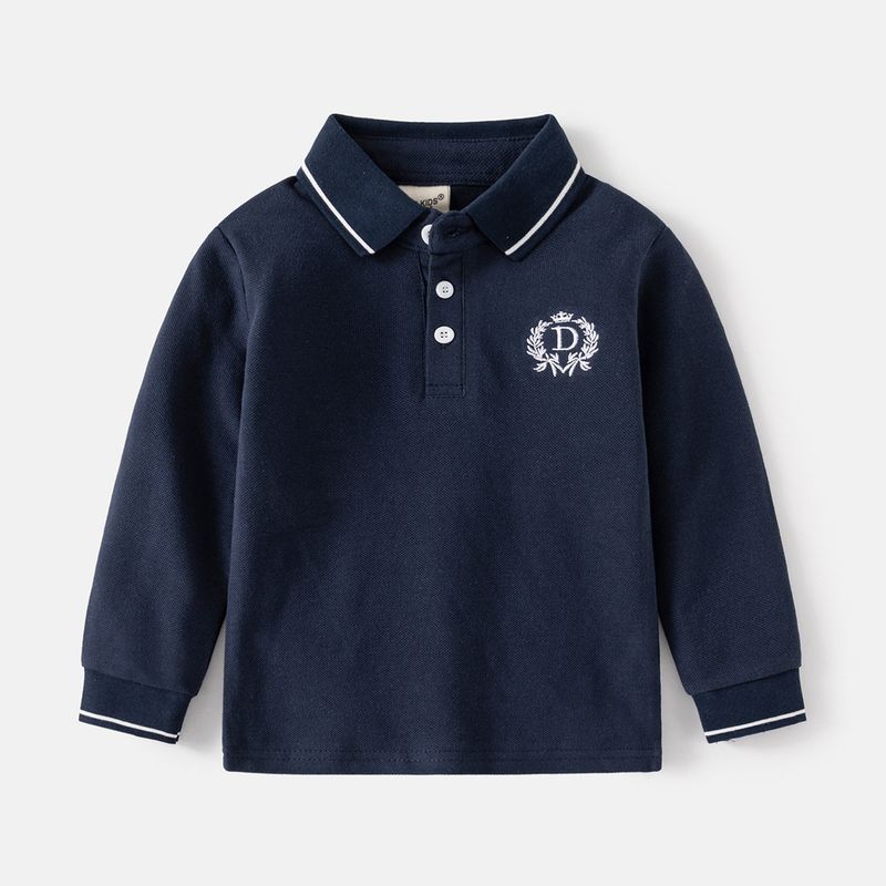 Spring and Autumn T-shirt Long Sleeve Letters Children's Polo Shirt
