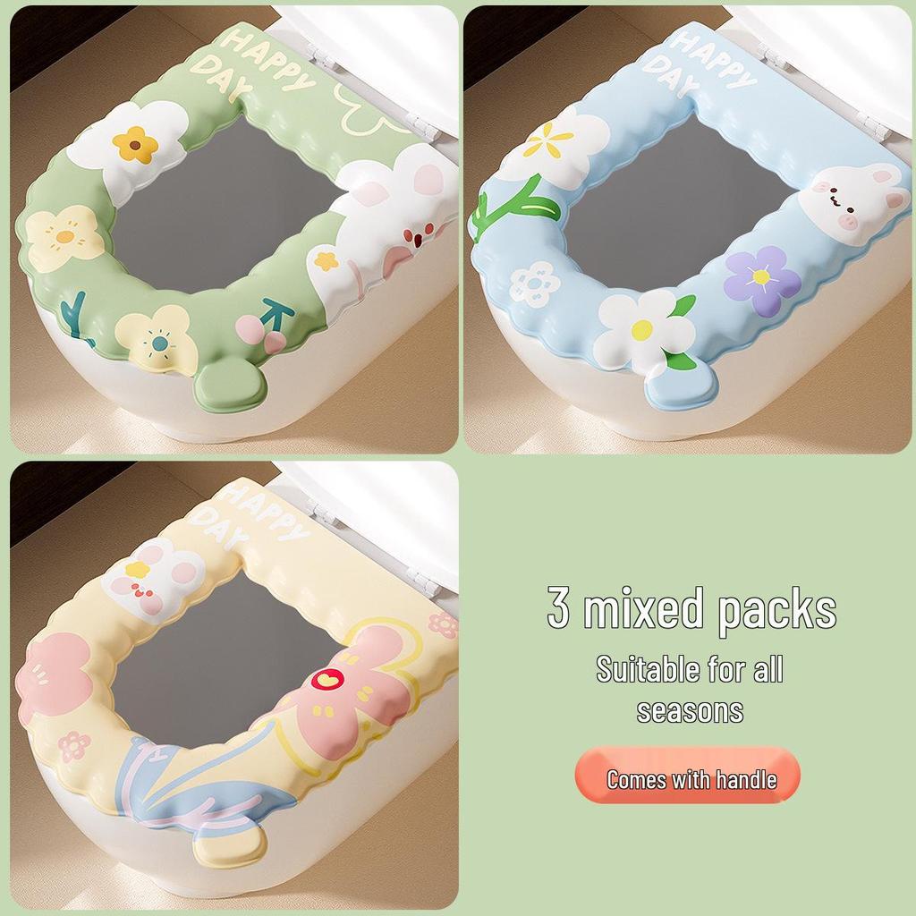 Waterproof EVA Toilet Seat Cover, Thickened Adhesive Cushion, Universal for All Seasons, Wash-Free Design.