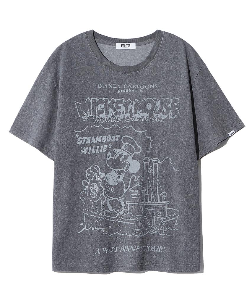 ULKIN [Disney] Voyager Pigment Oversized Short Sleeve T-Shirt_Charcoal