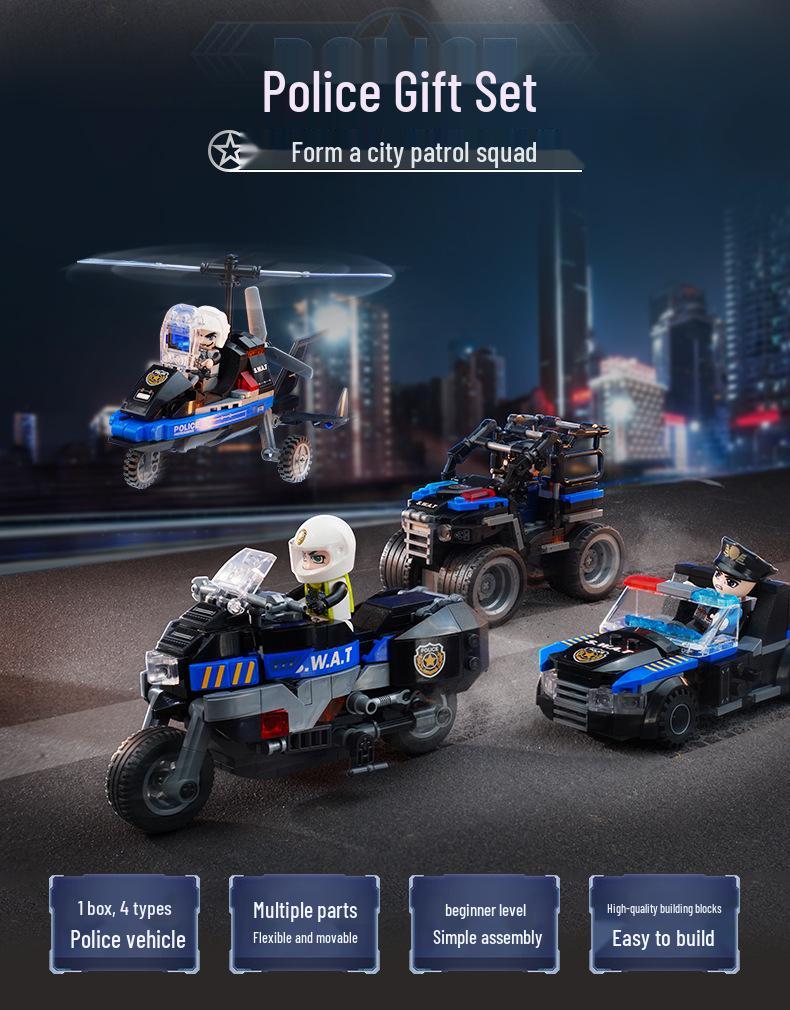 Qimeng 11011 SWAT Car & Motorcycle Building Blocks Toy Set