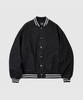 LETTERCOMO Round Pocket Denim Varsity Jacket Black