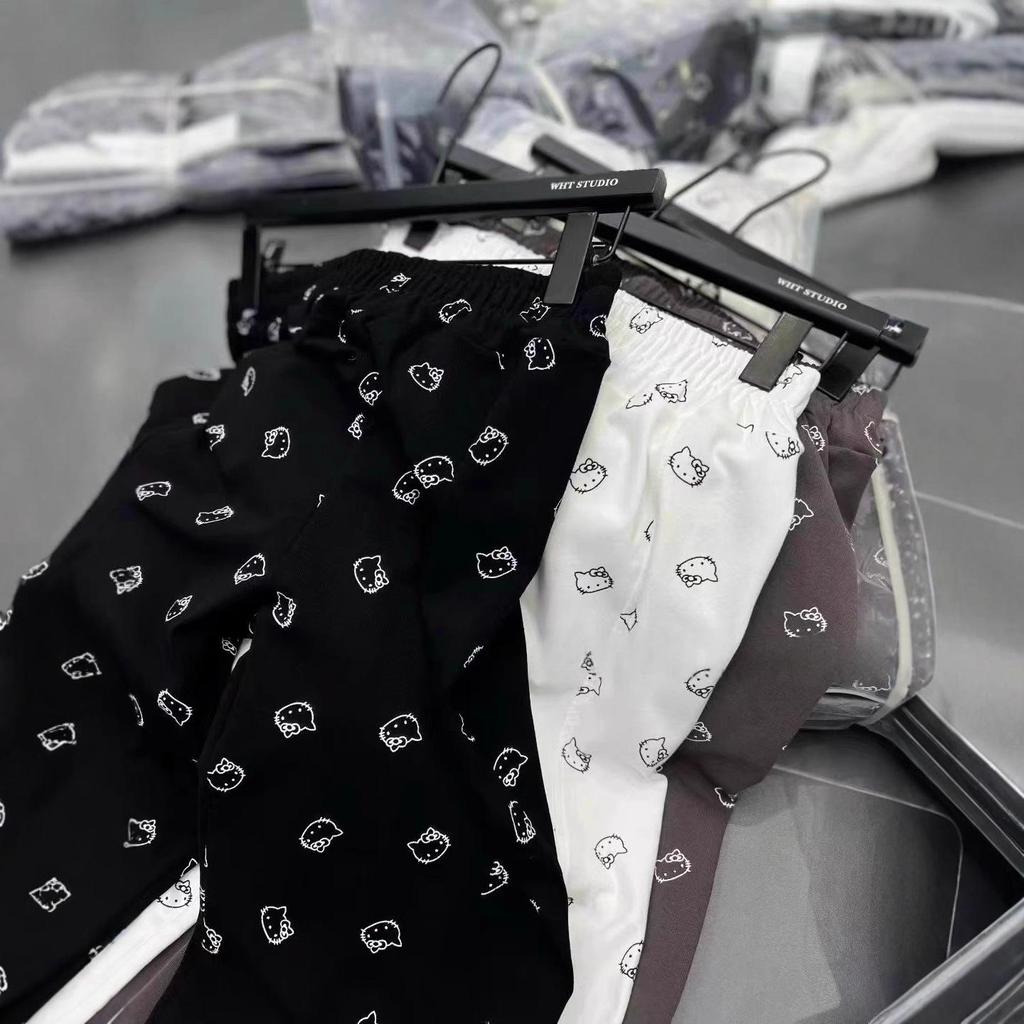 High Waist Blue Smiley Micro Flare Wide Leg Pants for Women - Slimming, Floor-Length, Spring/Autumn, Straight Loose Fit