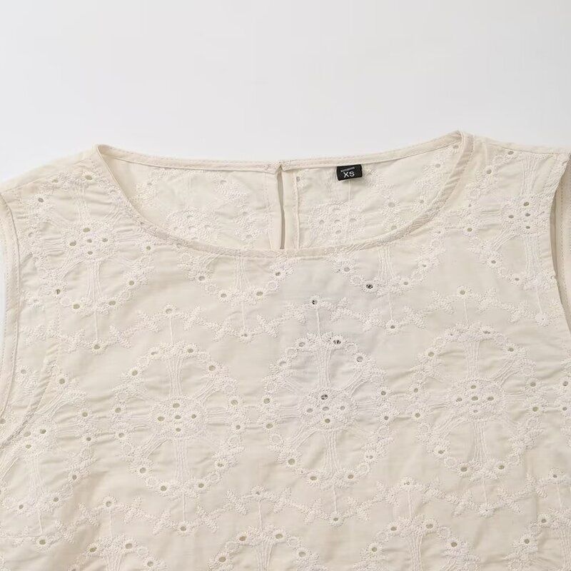 Fashion Style 2024 Summer New Arrival Women's Sleeveless round Neck Slimming Easiest for Match Stylish Embroider Tops 4437241