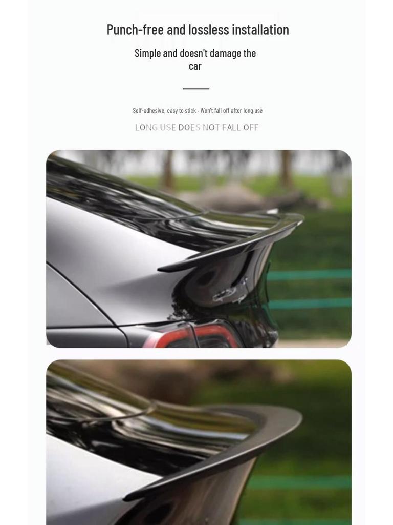 Tesla Model Y/3 Carbon Fiber Rear Wing: Enhances Performance, Reduces Wind Resistance, No Drilling Required.