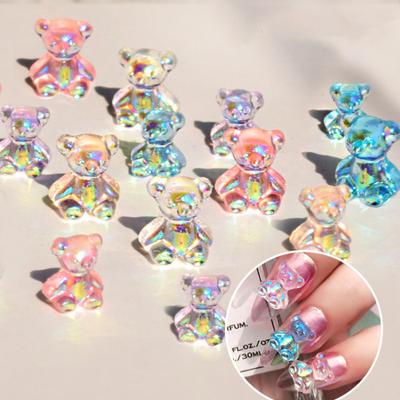 Ayı 3D Nail Art Süslemeleri Lehçe Uv Jel Diy Manikür Süsleme