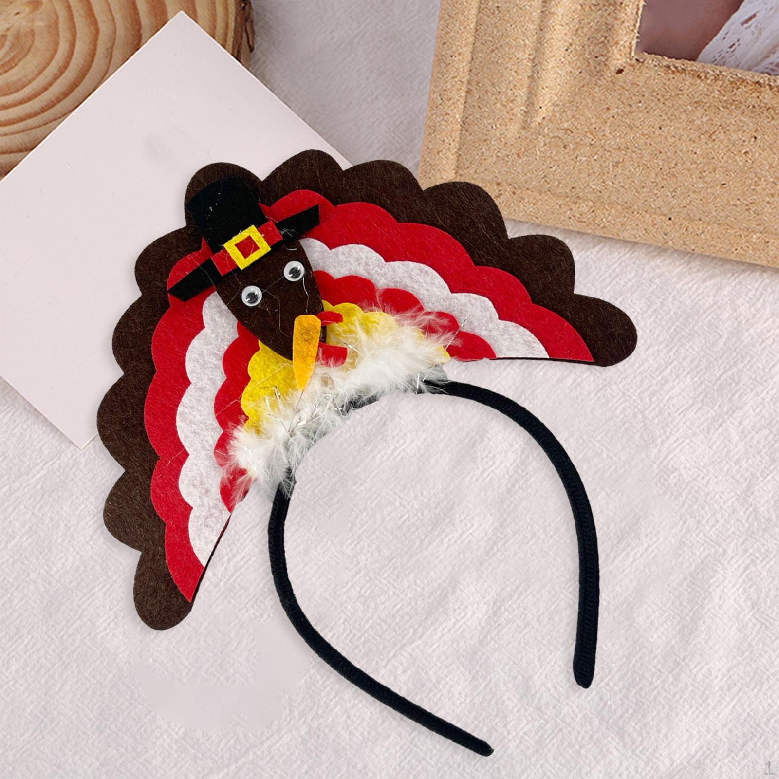 

Animal Turkey Headband, Hair Clips Headpiece, Hairpins Chicken for Thanksgiving Holiday Party Brown