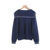 A New Loose-fitting, Versatile and Youthful Long-sleeved Sweater for Women with A Navy Neck Tie In The College Style for Autumn and Winter