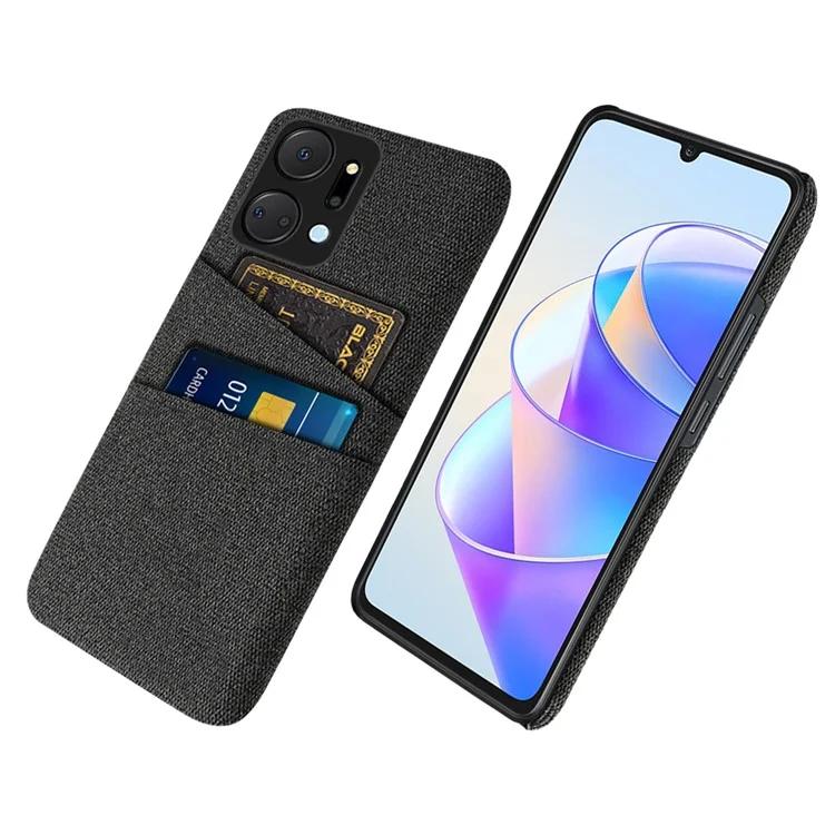 For Honor X7a 5G Anti-Dust Cloth Texture Phone Cover Cellphone Protective Case with 2 Card Slots