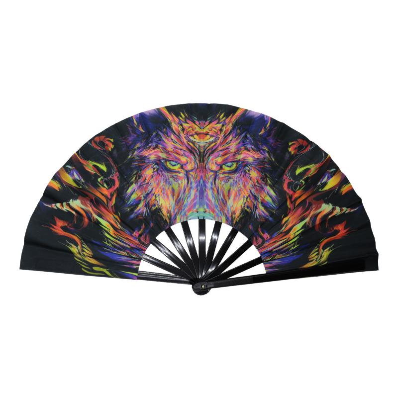 

Rainbow Folding Fan Starry Sky Bright Color Glow in The Dark for Festival Party Performance Prop