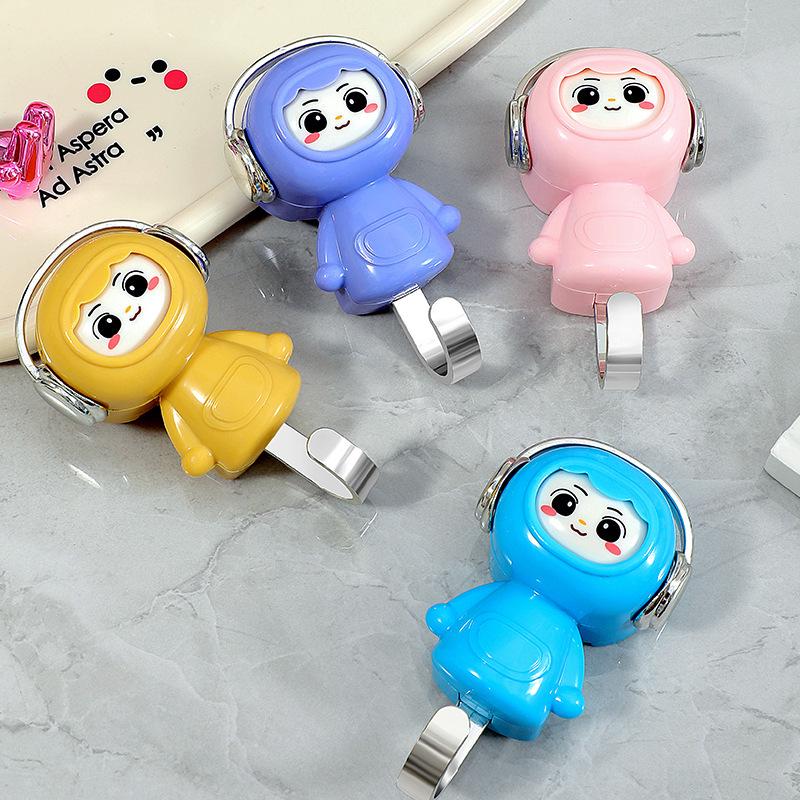 Cartoon Pink Lady Adhesive Hook - Trendy Face-Changing Design, No-Hole, Strong Hold for Entrance Hall