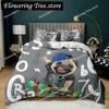 Cartoon Dog Duvet Cover Set Multicolor Watercolor Cute French Bulldog Bedding Set for Girl Boy Polyester Puppy Theme Quilt Cover