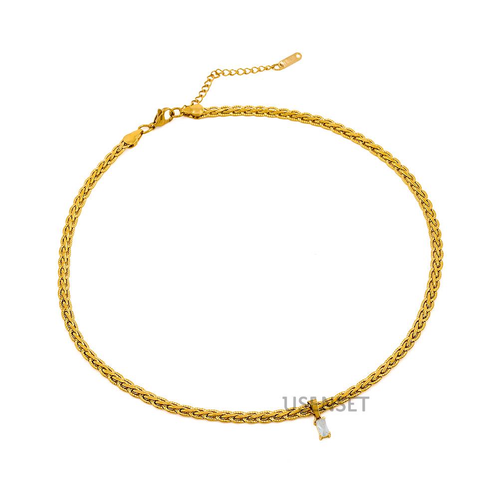 European & American Colorful Zircon Pendant Necklace with 18K Gold-Plated Copper Clavicle Chain - Women's Unique Design YS31