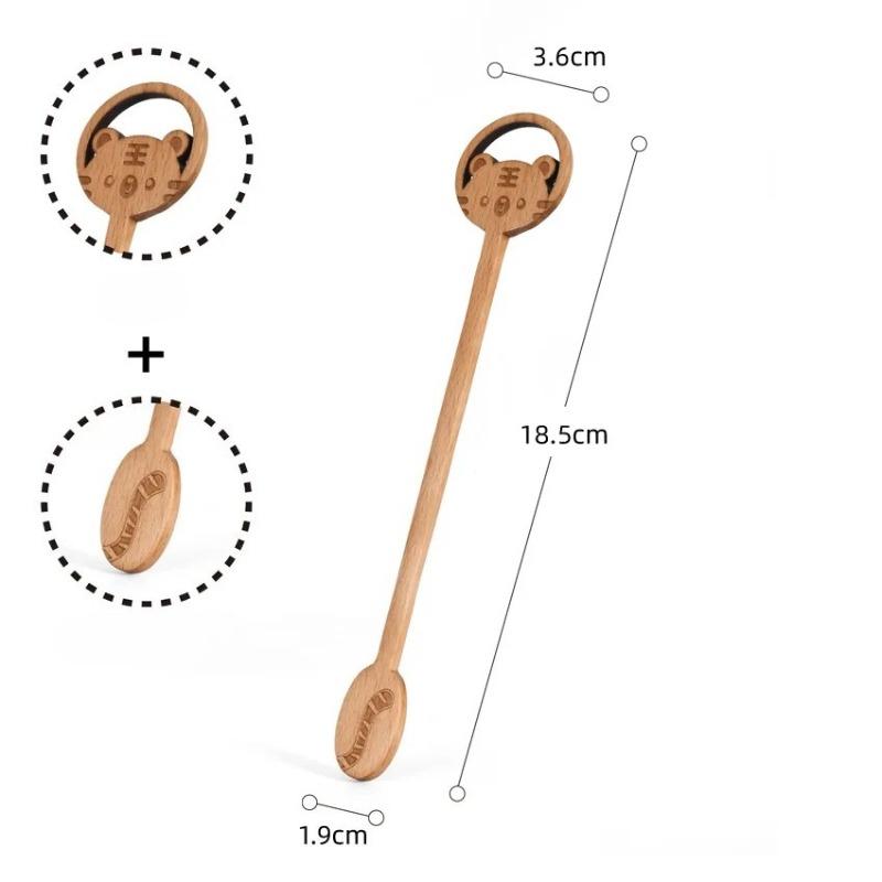Креативная мультяшная ложка для перемешивания в виде животного, лимонный лист, знаменитая в интернете деревянная ложка, сувенир в скандинавском стиле инс, японская и корейская кофейная ложка