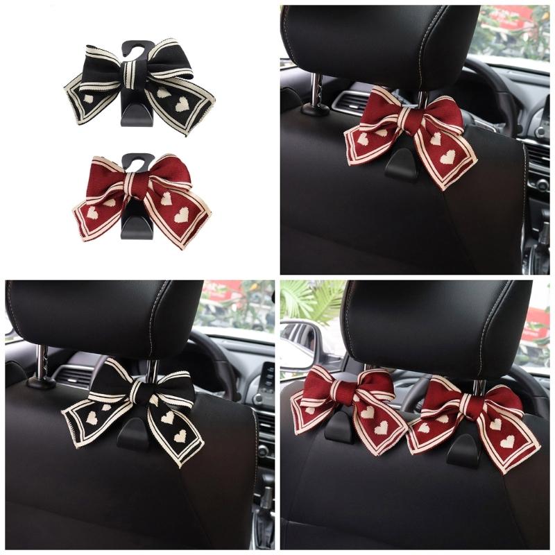 Universal Lovely Bowknot Car Hooks Back Vehicle Headrest Organizers Storage Stylish & Practical Accessories ABS Hook