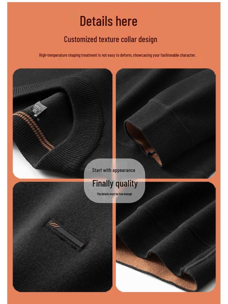 2025 Autumn-Winter Men's Plus Size Velvet Thick Sweater, Casual Round-Neck Warm Knitwear