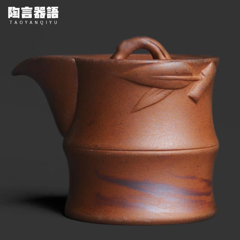 

150ml Coarse Pottery Bamboo Rhythm Teapot Handmade Tea Infuser Pot Tea Making Kettle With Filter For Tea Accessories Collection