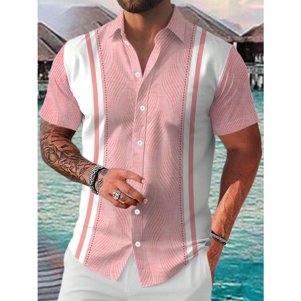The new men's short-sleeved shirt for summer  is breathable lightweight casual and fashionable with 3D printing
