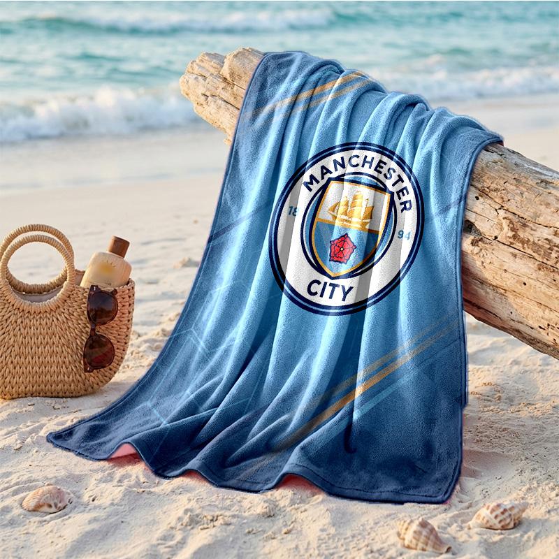 Asciugamano da Spiaggia Tema Manchester City Morbido Asciugatura Rapida?Asciugamano Asciutto Per Vacanze Estive Al Mare Nuoto