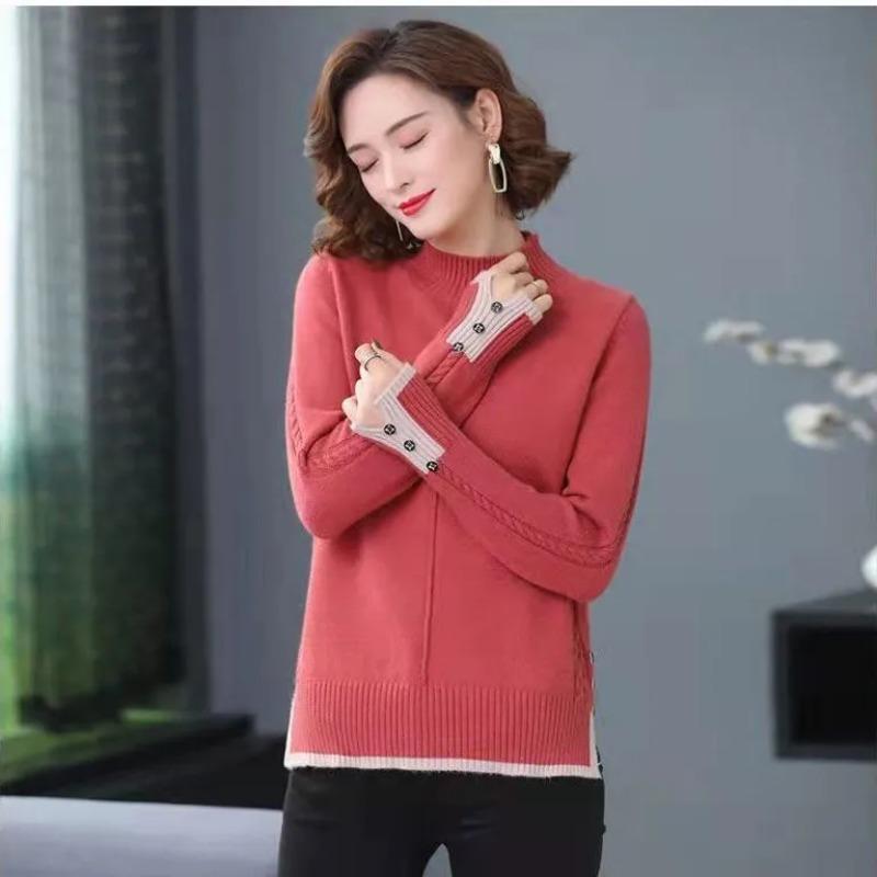 Half-high Neck Pullover Sweater Female Fall and Winter Loose Thin Knitted Bottoming Shirt Tops
