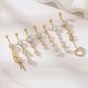 Butterfly-bow Dangled Navel Ring Piercing 14G Flower Heart Crystal CZs Belly Button Ring for Women Stainless Steel Belly Jewelry