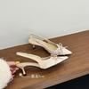 Back strap bag head high-heeled sandals women's 2025 new spring and summer French pointed head bow temperament stiletto shoes