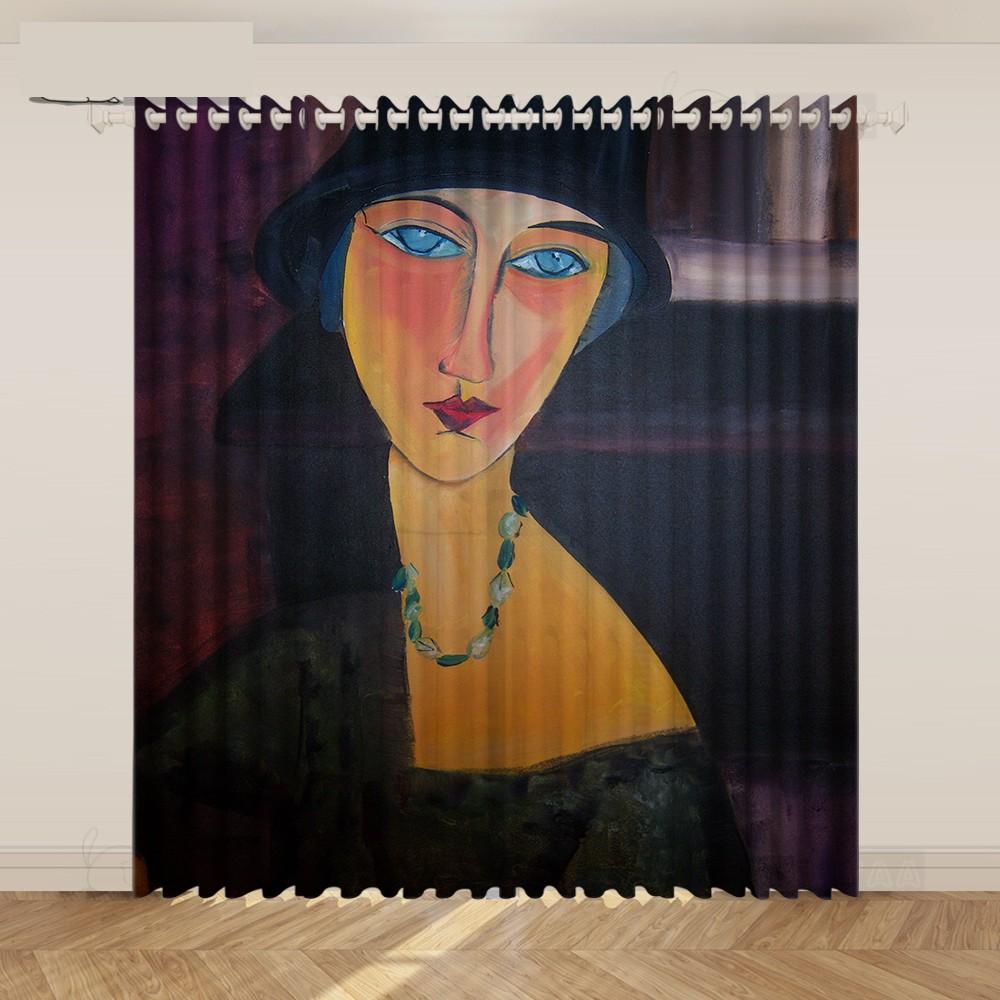 2KS Modigliani Portrét Mistrovské Malby Závěs Umělec V Pracovním Studiu Moderní Nika Severský Závěs do Obývacího Pokoje cortinas