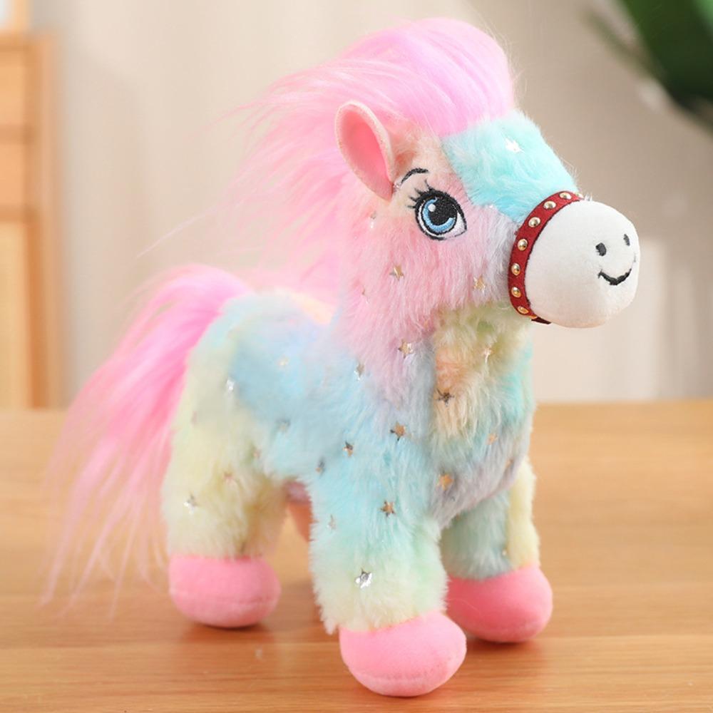 Simulation Standing Foal Long Mane PP Cotton Pony Toys Stuffed Fluffy Tail Cartoon Horse Stuffed Room Decoration