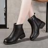 Boots Thick-soled Thick-haired Comfortable Medium-heeled Short Boots Winter Side Zipper Cotton Boots Warm Soft-soled Leather Boots