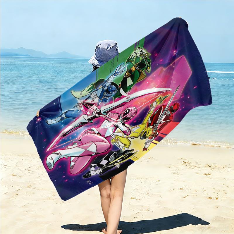 1Pc Power Rangers Heroic Battle Beach Towel Microfiber Beach Towel Thin Absorbent For Beach Swimming Yoga Bath Sports 0917264