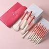 Fluffy Makeup Brush Set Wood Handle with Storage Bag Foundation Brush Soft Hair Portable Eye Shadow Brush Women