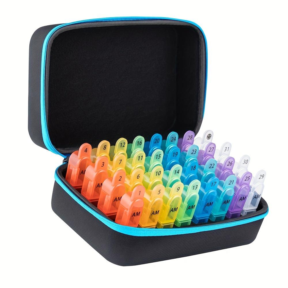 Monthly Pill Organizer 2X a Day, 30 Day Pill Box Organizer and Portable Travel Case with 32 Removable Compartments